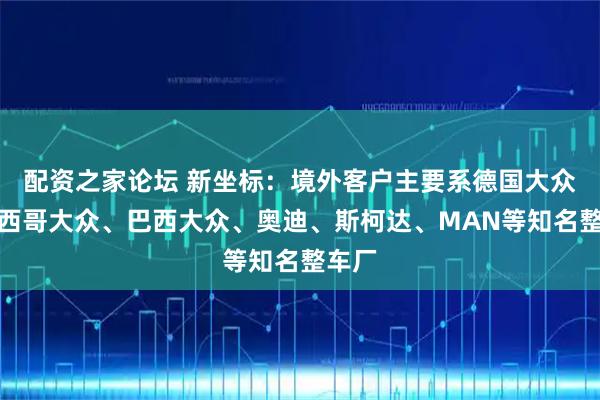 配资之家论坛 新坐标：境外客户主要系德国大众、墨西哥大众、巴西大众、奥迪、斯柯达、MAN等知名整车厂